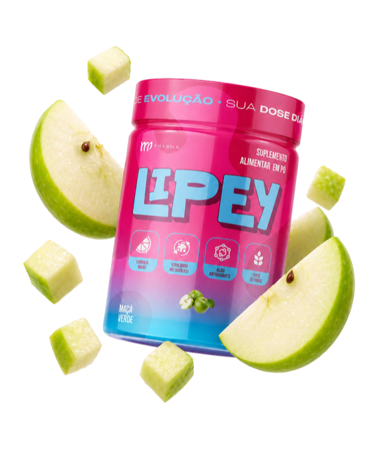 Pote do Lipey sabor maçã verde com fatias de maçã
